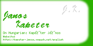 janos kapeter business card